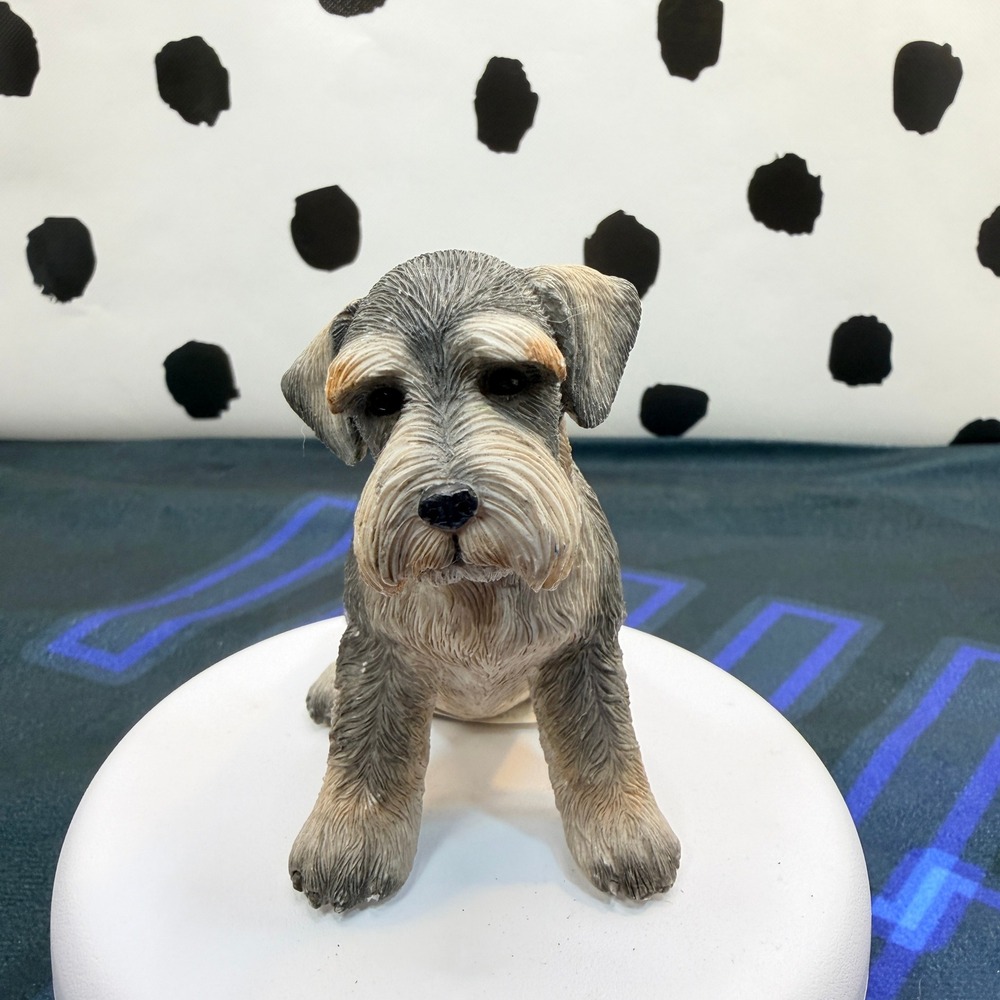 Country Artists Schnauzer Puppy Figurine Gray Tan Resin Sitting Dog 04917